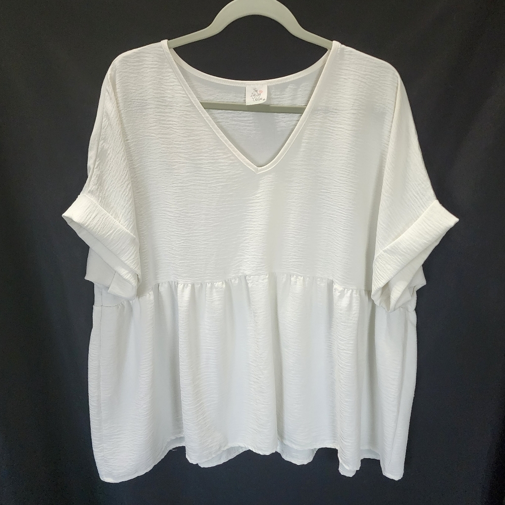 Coastal Minimalist White Babydoll Top | The ZigZag Stripe | XL